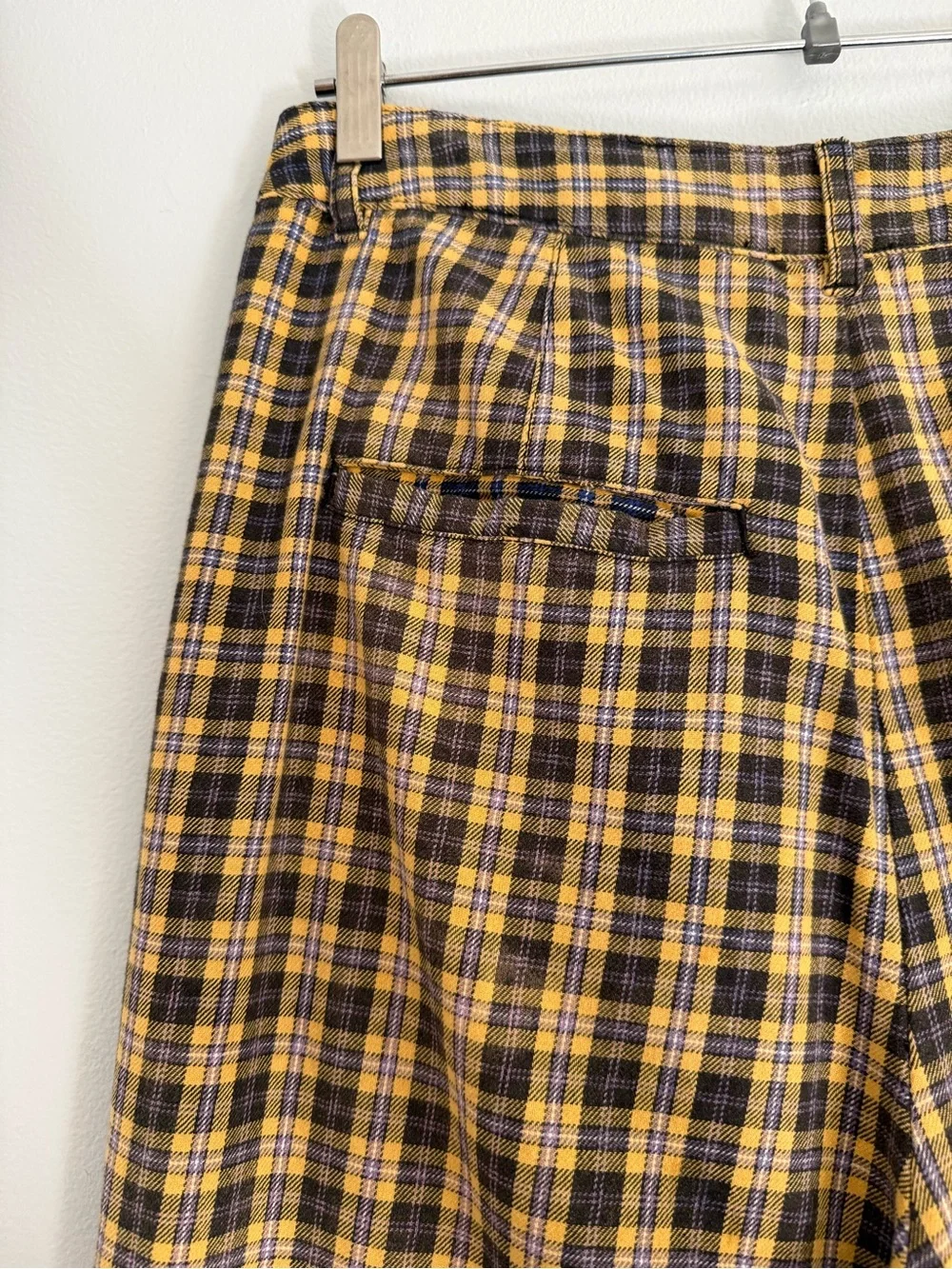 Free People Purple and Yellow Plaid Pants